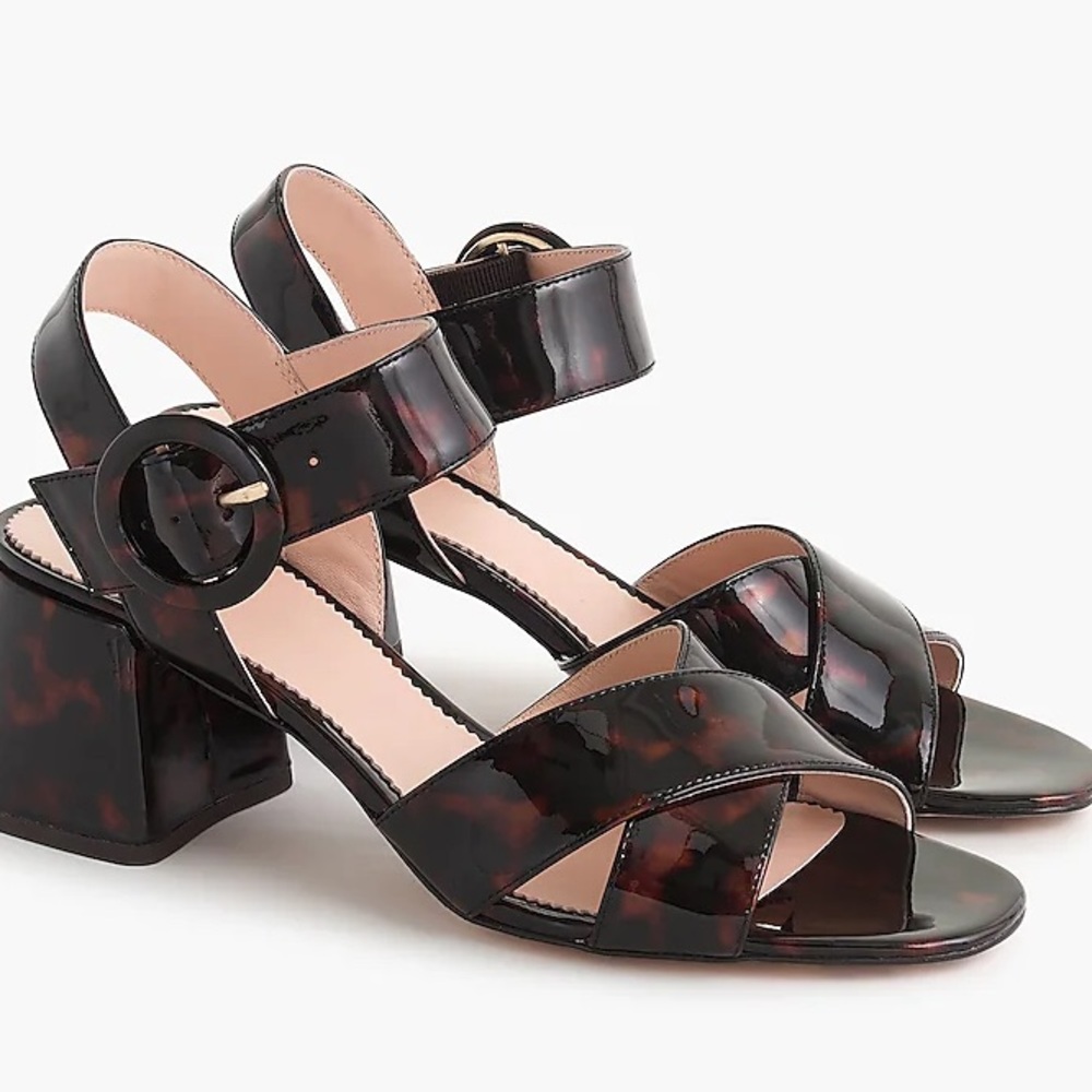 J Crew Tortoise Block Heel Sandals